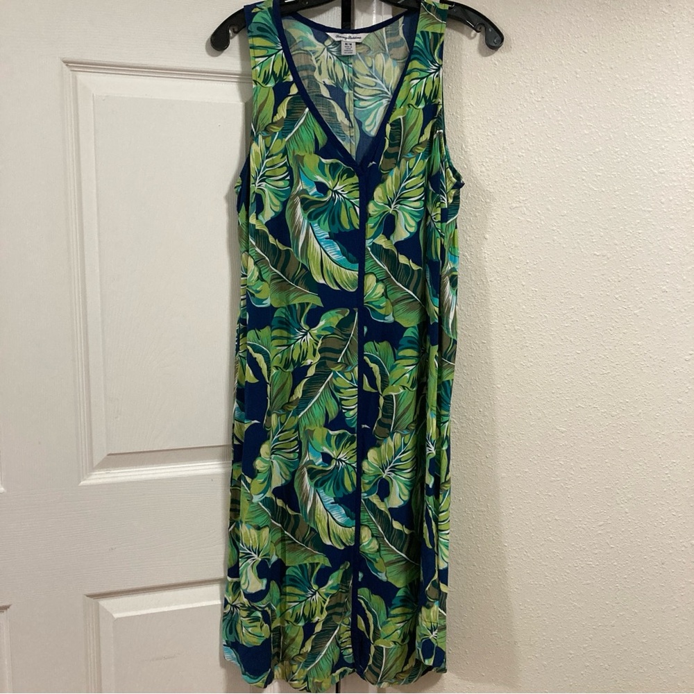 Tommy Bahama Midi Dress Floral Women Blue Green Long Casual M sleeveles - Picture 2 of 16